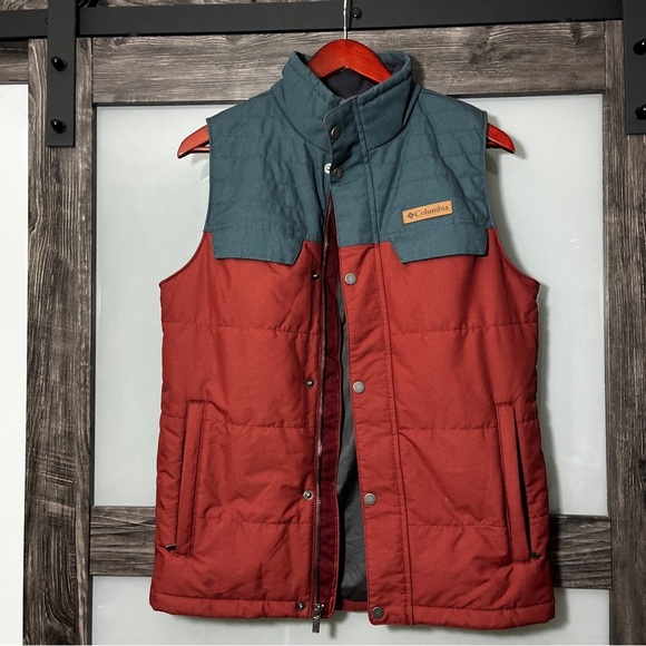 Columbia Men's Small Rust and Blue Puffer Vest Preppy Transitional Outdoor - Picture 2 of 16